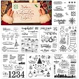 DPKOW 125+pcs Deutsch Weihnachten Klare Stempel Silikon, Frohe für DIY Karte...