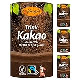 Birkengold Trink-Kakao 4 x 200 g | zuckerfrei | Fairtrade | Vegan | Rohkakao mit...