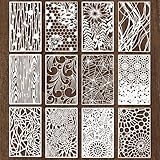 Yuanchu 12 Stück Blumen Schablone,Zeichnung Malschablonen Wiederverwendbar DIY...