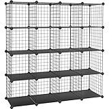 SONGMICS Steckregal, 16 Würfel Aufbewahrungssystem aus Metalldraht, DIY,...