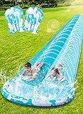 Sloosh 6,9m Double Water Slide, Heavy Duty Rasen Wasserrutsche mit Sprinkler und...