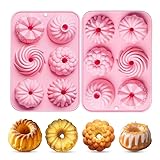 Ceeyoll 2 Stück Rosa Mini Silikon Gugelhupfform,Wiederverwendbar Kuchenform...