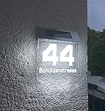 Beleuchtete LED Solar Hausnummer, Hausnummernleuchte individuell...