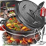 KESSER® Dutch Oven Set BBQ 7,3 Liter, Feuertopf Schmortopf mit...