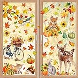 Aonveki 68 Stück Fensterbilder Herbst Selbstklebend, Thanksgiving Herbstdeko...