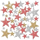 27 Stück Glitzer Strass Sterne Bügelbilder Für Textilien Stern...