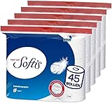 Softis 4-lagiges Toilettenpapier | 45 Rollen-Packung (5 x 9 Einzelpackungen) |...