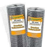 Aquagart® Volierendraht Hasendraht 25m x 1m, Drahtgitter Maschenweite 25mm,...