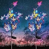 Beedove Solarlampen für Außen, 2 Stück Schmetterling Solarleuchten Garten,...