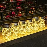 Solpex Solarlaterne für außen, Solarlampe, 6 Stück, Solarglas mit Lichtkette,...
