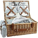 HappyPicnic Wicker Picknickkorb für 4 Personen, Willow Storage Hamper Service...