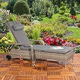Mucola Sonnenliege Loungeliege Gartenliege mit Rollen bis 120kg belastbar...
