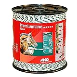 Kerbl 500 m Premium Weidezaunlitze grün-Weiss Elektrozaun Bruchlast 95 kg