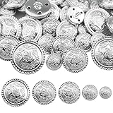 KiKiHong 50 Stück Knöpfe Silber,Knöpfe aus Metall,5 Größen,15 mm,18 mm,23...