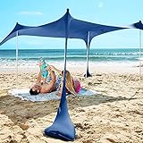 SUN NINJA Pop Up Strandzelt Sonnenschutz UPF50+ mit Sandschaufel, Erdnägeln und...