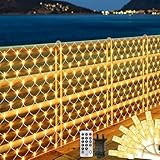 6x3M Lichternetz Außen mit Stecker- Lichterkette außen Netz mit Fernbedienung...