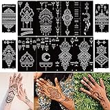 DIVAWOO 12 Blatt Temporäre Tattoos Henna Schablone Set, Indischer Arabischer...