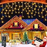 LED Eisregen Lichterkette Außen, 10M 400LED Lichterkette Außen Weihnachten mit...