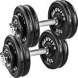 MOVIT® Kurzhantel PRO Set, Gusseisen Hantel, 2x 25kg, Stange 30mm Standardnorm,...