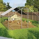 idmarket – Laufstall Hühnerstall 12 m² Park, Drahtgestell, aus verzinktem...