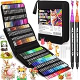 KDISHKRA 120 Farben Acrylstifte Set, Dual Brush Pen Set (Fein & Pinselspitze),...