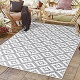 CC Teppich In-Outdoor Wetterfest - Grau-Weiß - 160x230cm -Modernes Design...