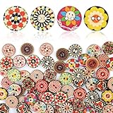 JAXICREY Bunte Knöpfe, 100 Stück Bunte Holzknöpfe Knöpfe Kaufen Bunt...