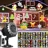 OUSFOT Weihnachten Projektor Außen, 12 Folien, Halloween Projektor Outdoor mit...