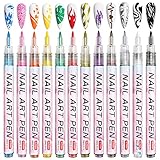 Owelth 12 Farben 3D Nagellack Stift Set, Nagelkunststift DIY Linie Nagelkunst...