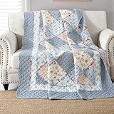 Qucover Patchworkdecke Tagesdecke Baumwolle 150x200cm Gesteppte Zweiseitige...