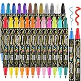 KOUSICOO Acrylstifte Steine Wasserfest, 24 Acrylmarker Doppelspitze (Feine...
