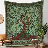 Craft Trade Grün Baum Wandteppich Indische Wandtuch Tapestry Wandbehang Boho...