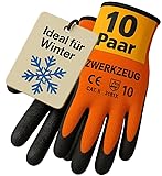 ZWERKZEUG 10 Paar Warme Arbeitshandschuhe für kalte Tage - Winter Bauhandschuhe...